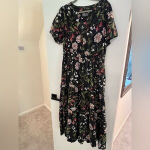 The Somerset Anthropologie Floral Black Dress